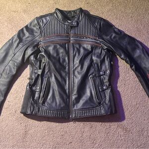Women’s Harley-Davidson Black Leather Jacket with Orange Trim